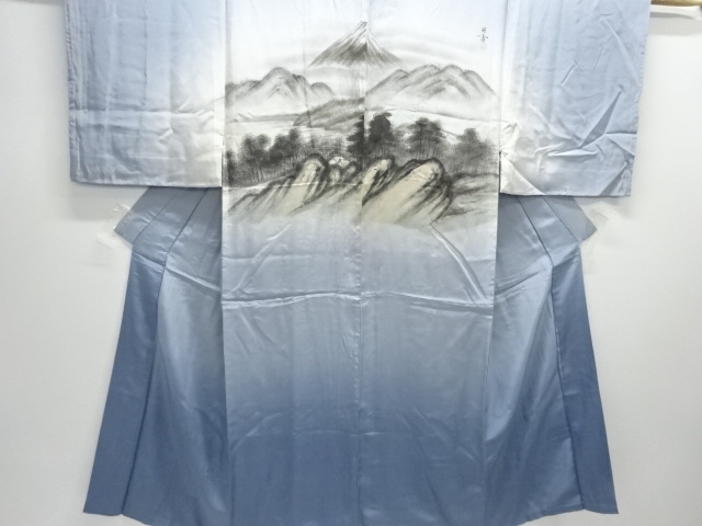 JAPANESE KIMONO / ANTIQUE MENS JUBAN / SILK / MT. FUJI